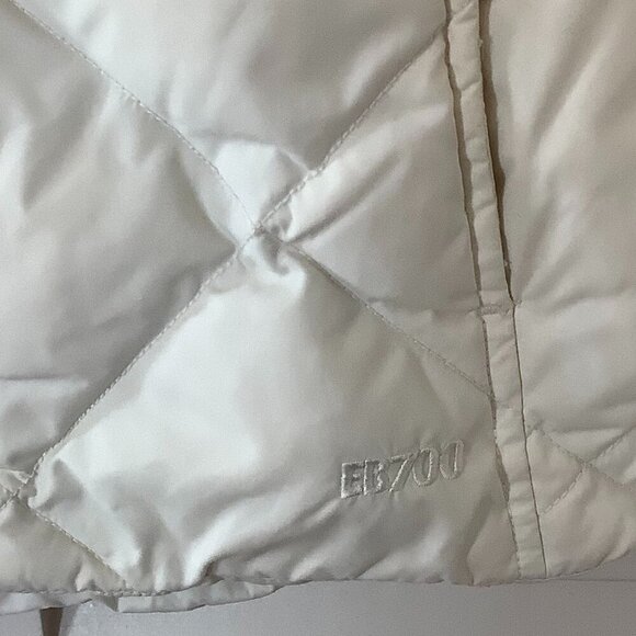 Eddie Bauer women's goose down puffer jacket white large EB700 quilted *flaw* - Picture 2 of 13